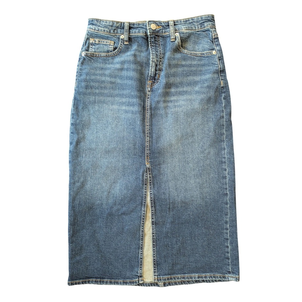 Gap Denim Women Medium Indigo High Rise Front Slit Denim Midi Skirt Size 6/28